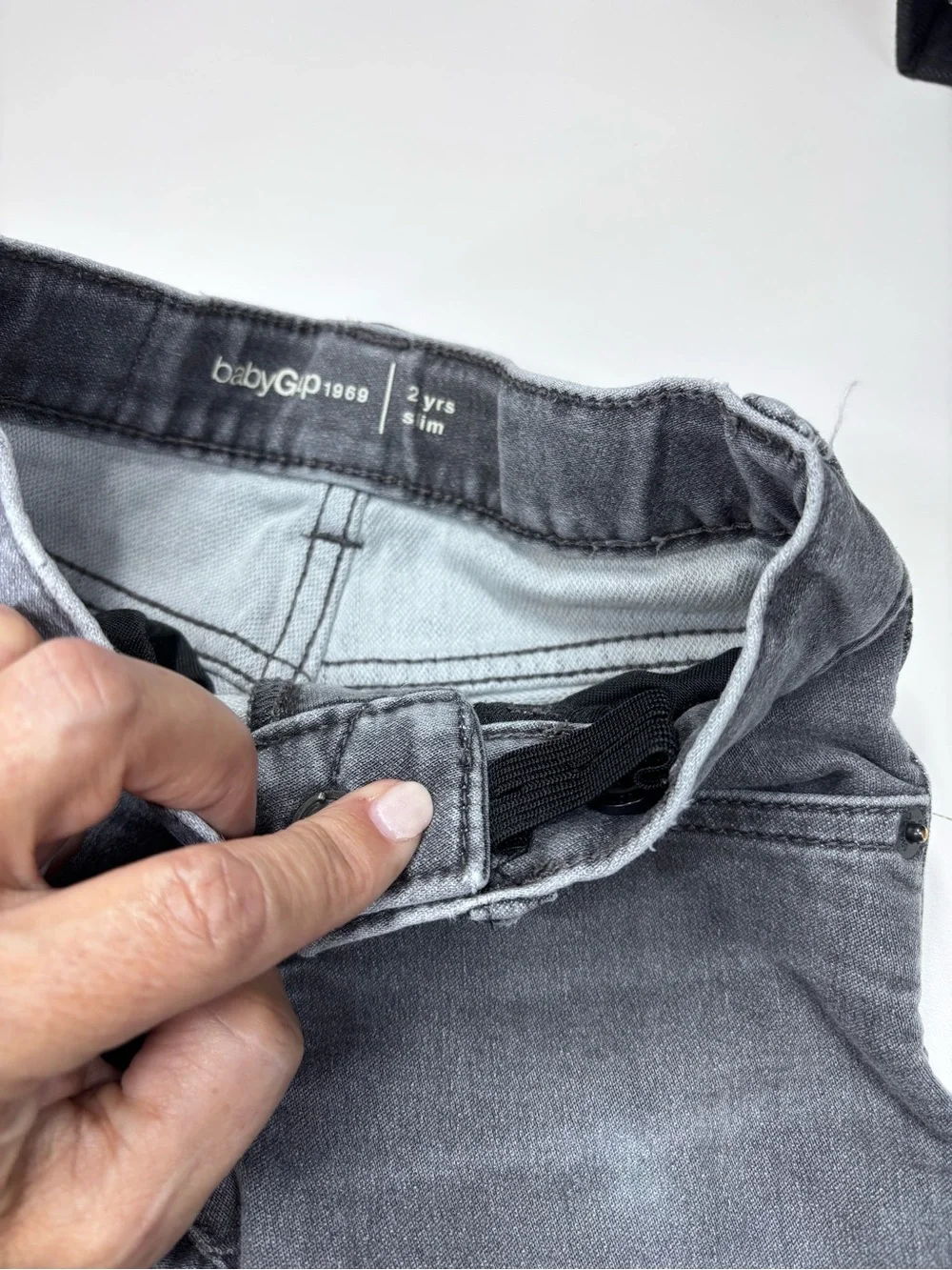 GAP Baby Gap 2 yrs SLIM FIT Grey Toddler Distressed Jeans Adjustable Waistband
